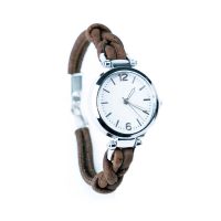 Dámske korkové hodinky eco-friendly - Splietané, hnede