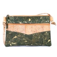 Korková listová kabelka - Olivovo zelené so zlatými prvkami